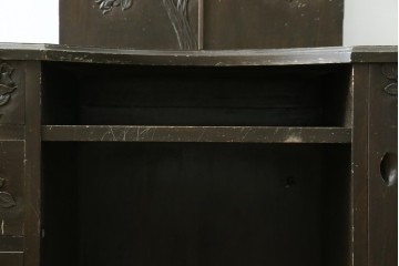和製ヴィンテージ　軽井沢彫り　薔薇の彫刻が上品な三面鏡ドレッサー　(R-088153)