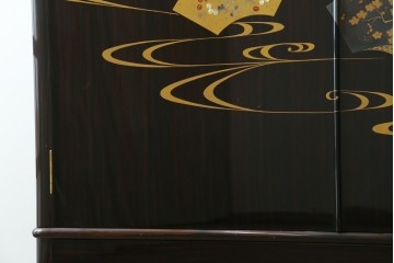 中古　高級品!!　黒檀(コクタン)材　蒔絵入り　内部の仕上げまで丁寧に作りこまれた着物箪笥　定価約200万円　(R-088155)