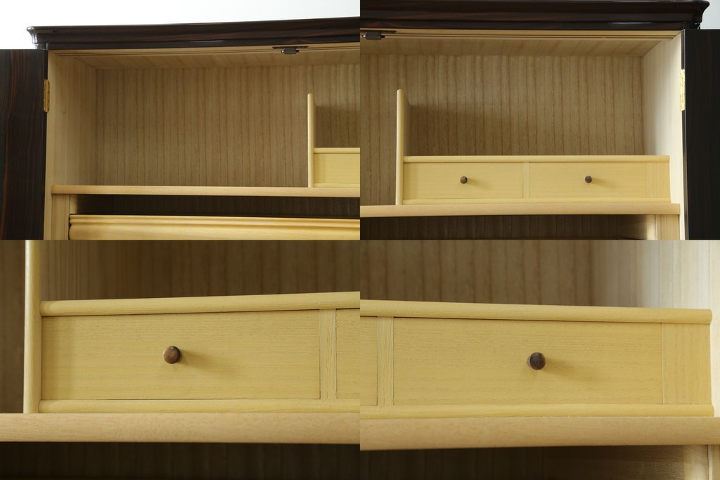 中古　高級品!!　黒檀(コクタン)材　蒔絵入り　内部の仕上げまで丁寧に作りこまれた着物箪笥　定価約200万円　(R-088155)