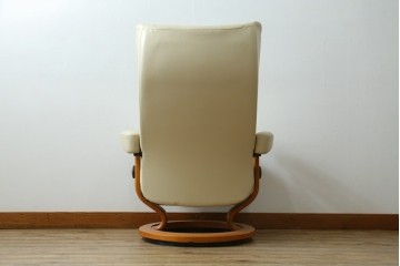 中古　美品　EKORNES(エコーネス)　Stressless Wing(ウィング)　本革　オットマン付きストレスレスチェア　定価約35万円　(R-088156)