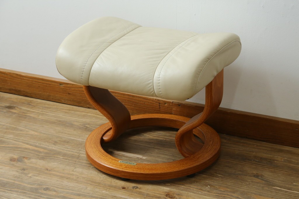 中古　美品　EKORNES(エコーネス)　Stressless Wing(ウィング)　本革　オットマン付きストレスレスチェア　定価約35万円　(R-088156)