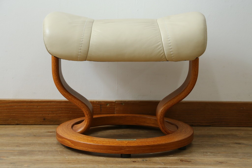 中古　美品　EKORNES(エコーネス)　Stressless Wing(ウィング)　本革　オットマン付きストレスレスチェア　定価約35万円　(R-088156)