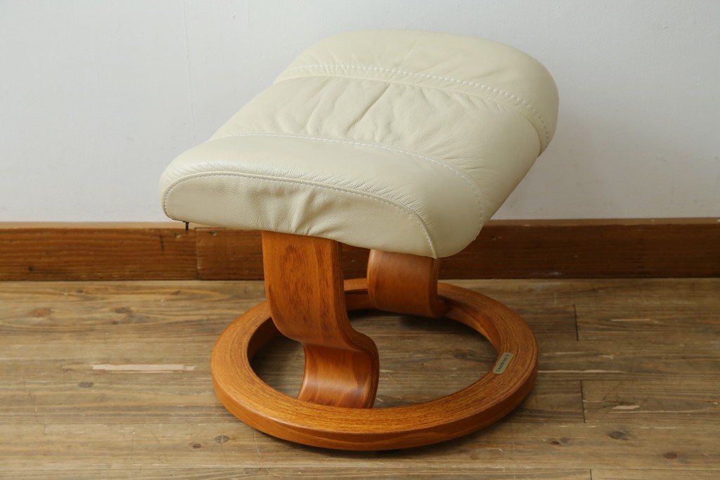中古　美品　EKORNES(エコーネス)　Stressless Wing(ウィング)　本革　オットマン付きストレスレスチェア　定価約35万円　(R-088156)