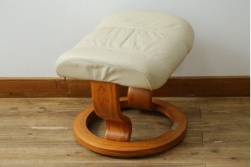中古　美品　EKORNES(エコーネス)　Stressless Wing(ウィング)　本革　オットマン付きストレスレスチェア　定価約35万円　(R-088156)