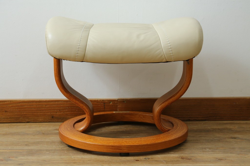 中古　美品　EKORNES(エコーネス)　Stressless Wing(ウィング)　本革　オットマン付きストレスレスチェア　定価約35万円　(R-088156)