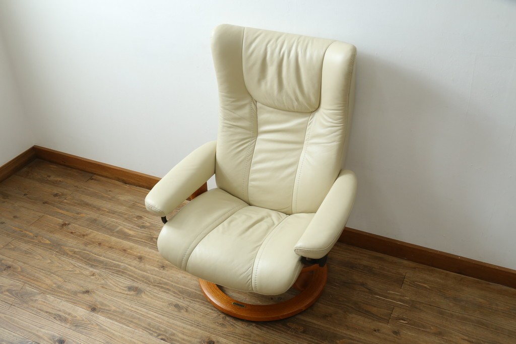 中古　美品　EKORNES(エコーネス)　Stressless Wing(ウィング)　本革　オットマン付きストレスレスチェア　定価約35万円　(R-088156)