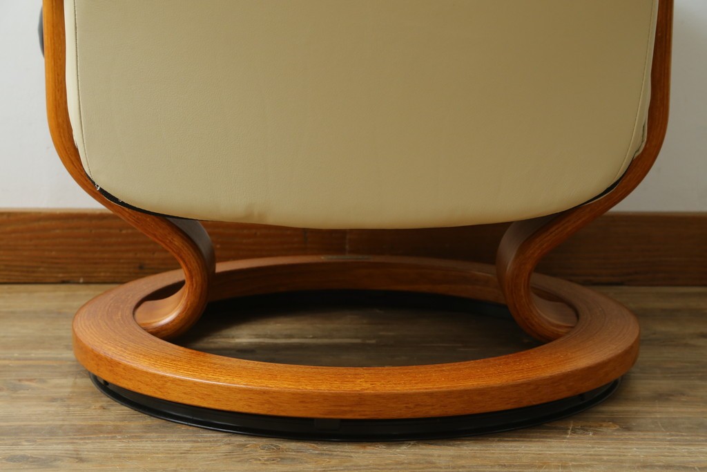 中古　美品　EKORNES(エコーネス)　Stressless Wing(ウィング)　本革　オットマン付きストレスレスチェア　定価約35万円　(R-088156)