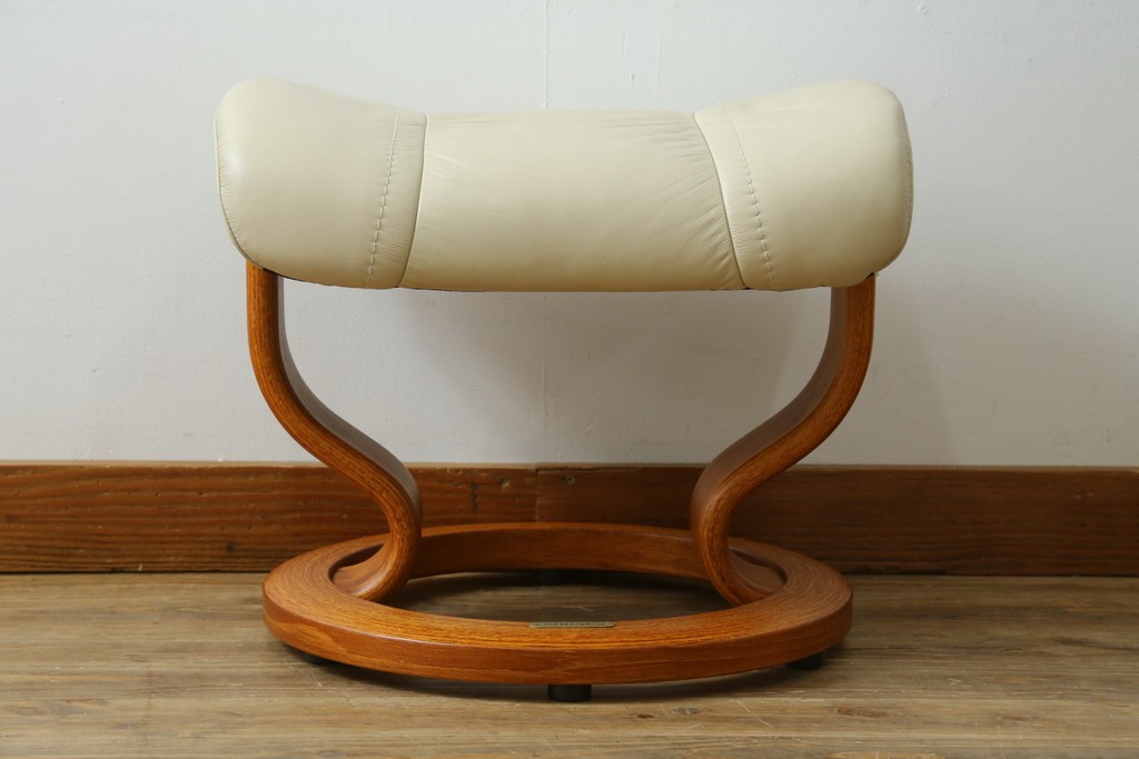 中古　美品　EKORNES(エコーネス)　Stressless Wing(ウィング)　本革　オットマン付きストレスレスチェア　定価約35万円　(R-088156)