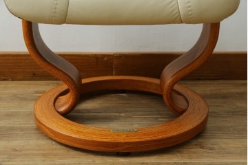 中古　美品　EKORNES(エコーネス)　Stressless Wing(ウィング)　本革　オットマン付きストレスレスチェア　定価約35万円　(R-088156)