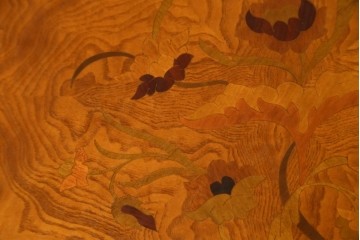 中古　美品　展示品　CLイタリア(CLItalia)　象嵌天板と優美な装飾が上品な丸テーブル　(R-088157)