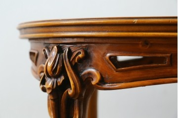 中古　美品　展示品　CLイタリア(CLItalia)　象嵌天板と優美な装飾が上品な丸テーブル　(R-088157)
