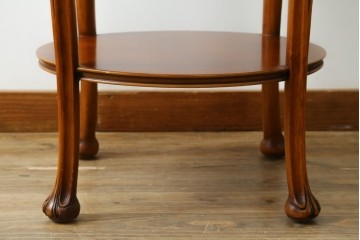 中古　美品　展示品　CLイタリア(CLItalia)　象嵌天板と優美な装飾が上品な丸テーブル　(R-088157)