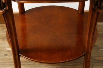 中古　美品　展示品　CLイタリア(CLItalia)　象嵌天板と優美な装飾が上品な丸テーブル　(R-088157)