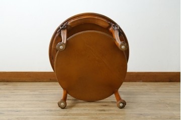 中古　美品　展示品　CLイタリア(CLItalia)　象嵌天板と優美な装飾が上品な丸テーブル　(R-088157)