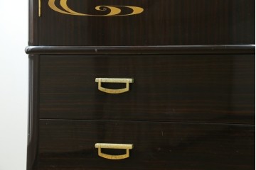 中古　高級品　黒檀　扇面と流水文の蒔絵が上品な衣装箪笥　定価約150万円　(R-088159)