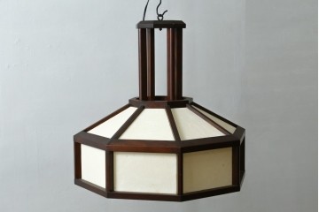 ヴィンテージ照明　希少な廃番品　松本民芸家具　八角形のシェードが趣ある吊大アンドン　(R-088165)