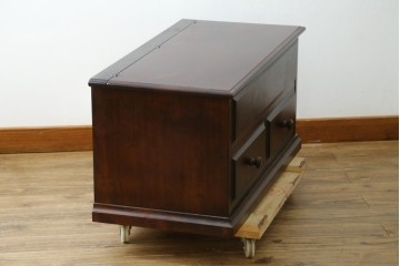 中古　美品　希少な廃番品!!　北海道和光民芸家具　樺(カバ)材　深みのある木色が美しい引き出し2杯付きのベンチチェスト　(R-088167)