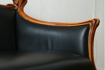 中古　CLイタリア(CLItalia)社　本革　曲線装飾が優美なセティ　定価約170万円　(R-088178)