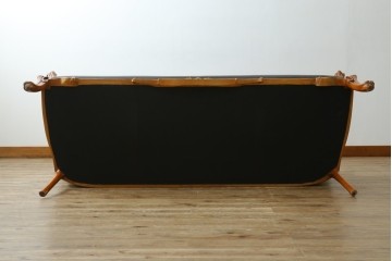 中古　CLイタリア(CLItalia)社　本革　曲線装飾が優美なセティ　定価約170万円　(R-088178)