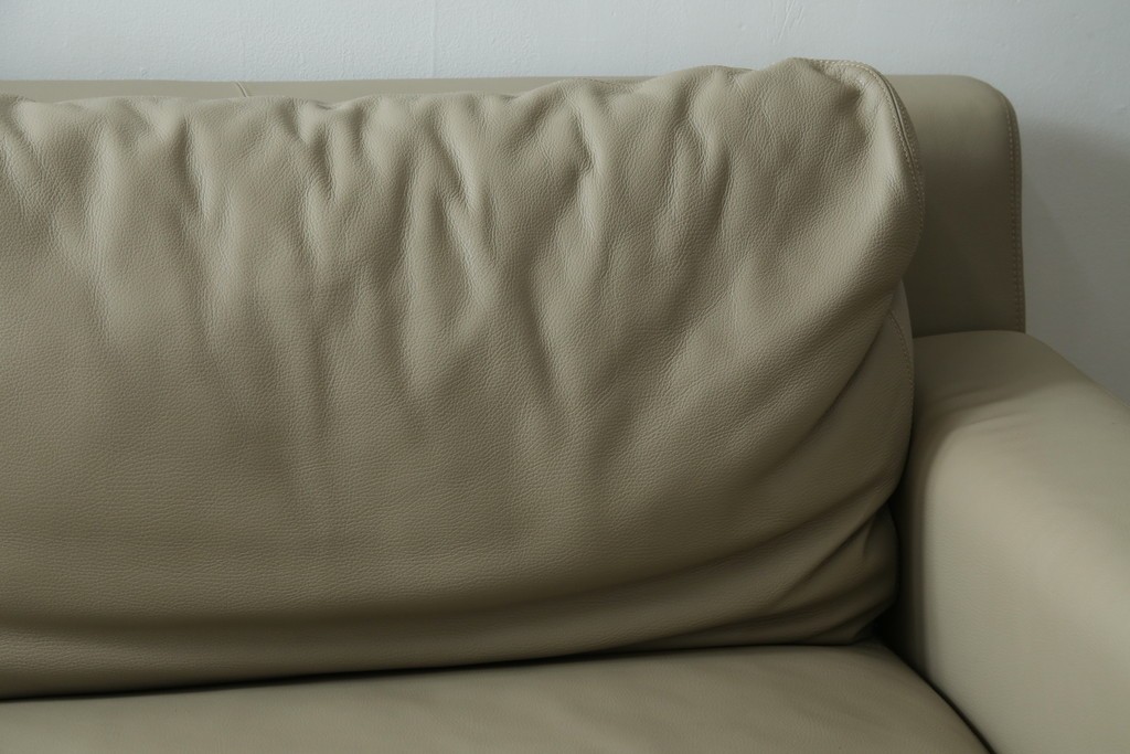 中古　美品　CONDE HOUSE(カンディハウス)　本革　ウォールナット材　オットマン付き2人掛けソファ　定価約128万円　(R-088180)