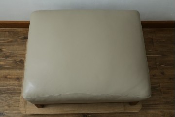 中古　美品　CONDE HOUSE(カンディハウス)　本革　ウォールナット材　オットマン付き2人掛けソファ　定価約128万円　(R-088180)
