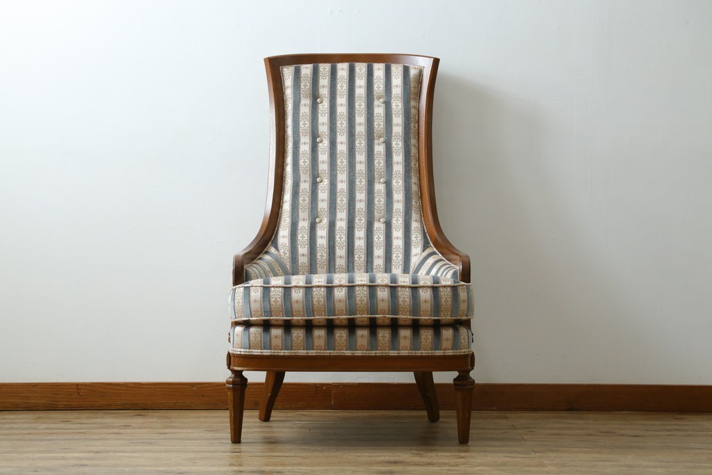 中古　DREXEL HERITAGE(ドレクセルヘリテイジ)　Upholstery(アップホルスタリー)　ストライプ柄のハイバックチェア　(R-088184)