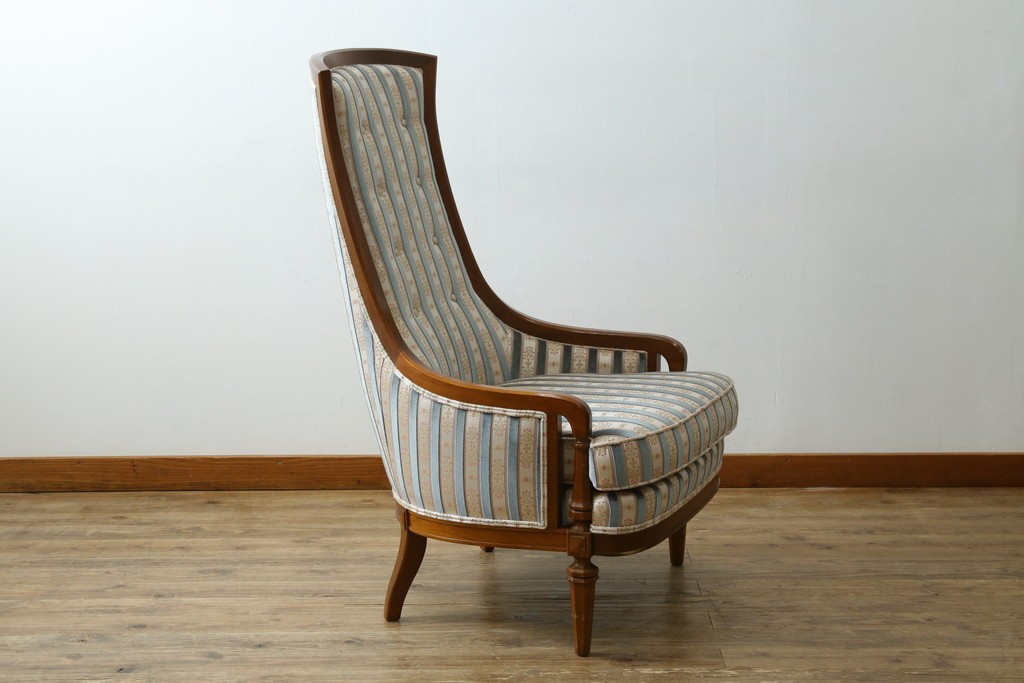 中古　DREXEL HERITAGE(ドレクセルヘリテイジ)　Upholstery(アップホルスタリー)　ストライプ柄のハイバックチェア　(R-088184)