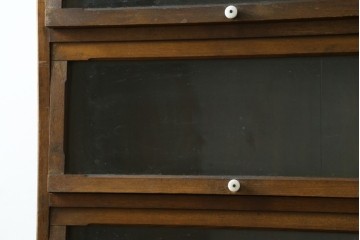 和製アンティーク　栓材　スライド扉(フリップアップ扉)のブックケース　(R-088185)