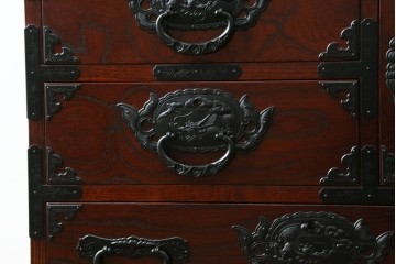 中古　美品　欅産業　仙台民藝箪笥(仙台箪笥)　漆塗りの収納箪笥　定価約41万円　(R-088186)