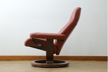 中古　美品　EKORNES(エコーネス)　コンサルシリーズ　Sサイズ　本革　洗練されたデザインが魅力のストレスレスチェアとオットマンのセット　(R-088188)