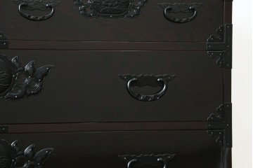 和製ヴィンテージ　美品　渡辺家具店　重厚な金具と木地呂塗りの艶が美しい仙台箪笥　(R-088199)