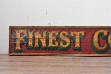 イギリスアンティーク　希少!　著名工房作品　英国伝統サインペイント　「FINEST COFFEES」のショップサイン　(R-088203)
