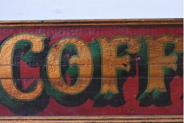 イギリスアンティーク　希少!　著名工房作品　英国伝統サインペイント　「FINEST COFFEES」のショップサイン　(R-088203)