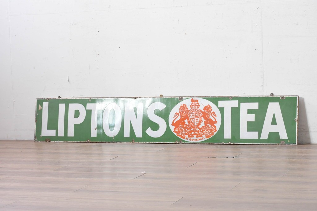 イギリスヴィンテージ　英国王室御用達　LIPTON(リプトン)　王室紋章入りホーロー看板　(R-088204)