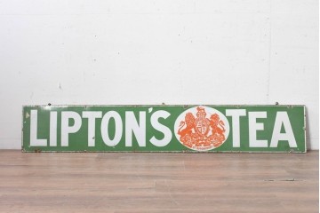 イギリスヴィンテージ　英国王室御用達　LIPTON(リプトン)　王室紋章入りホーロー看板　(R-088204)