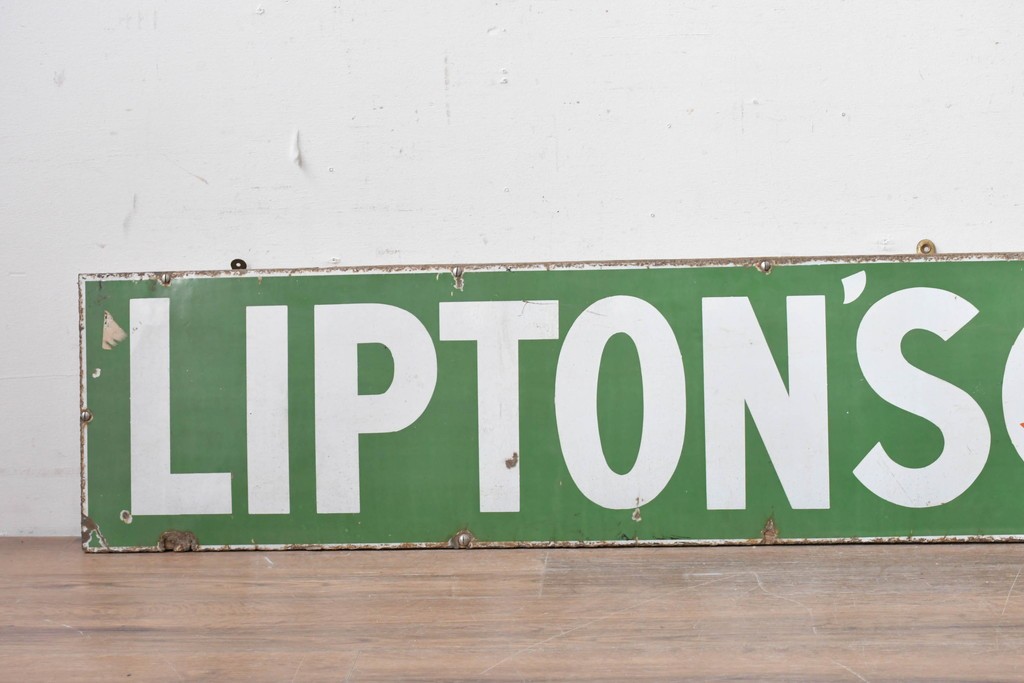 イギリスヴィンテージ　英国王室御用達　LIPTON(リプトン)　王室紋章入りホーロー看板　(R-088204)