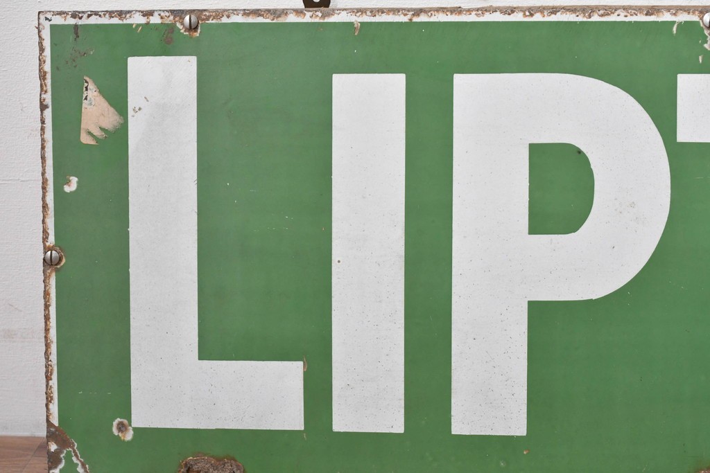 イギリスヴィンテージ　英国王室御用達　LIPTON(リプトン)　王室紋章入りホーロー看板　(R-088204)