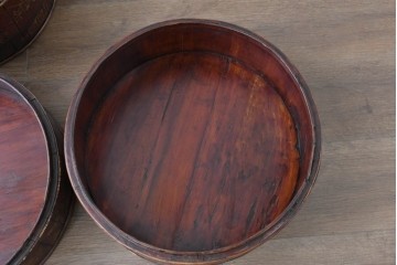 【簡易リペア限定品】　中国ヴィンテージ　アンティーク風　人物や草花の図柄が描かれた大きな手提げ重箱　(R-088209)