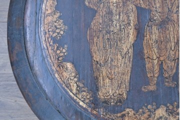 【簡易リペア限定品】　中国ヴィンテージ　アンティーク風　人物や草花の図柄が描かれた大きな手提げ重箱　(R-088209)