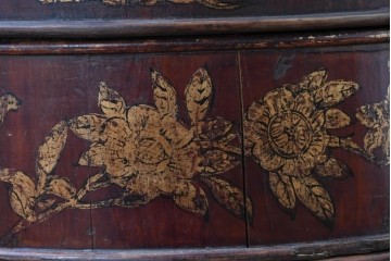 【簡易リペア限定品】　中国ヴィンテージ　アンティーク風　人物や草花の図柄が描かれた大きな手提げ重箱　(R-088209)