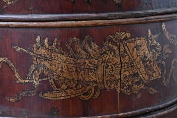 【簡易リペア限定品】　中国ヴィンテージ　アンティーク風　人物や草花の図柄が描かれた大きな手提げ重箱　(R-088209)