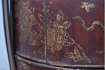 【簡易リペア限定品】　中国ヴィンテージ　アンティーク風　人物や草花の図柄が描かれた大きな手提げ重箱　(R-088209)