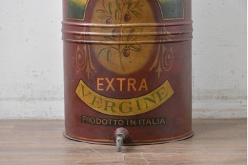 イタリアヴィンテージ　工房ペイント品　ハンドペイトが施されたオリーブオイルディスペンサー缶　(R-088211)
