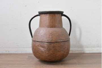 ヨーロッパアンティーク　古い器らしい量感と落ち着きのある銅製アンフォラ　(R-088217)