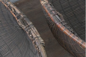 アジアンヴィンテージ　特大サイズの籠2点セット　(R-088221)