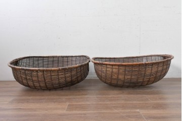 アジアンヴィンテージ　特大サイズの籠2点セット　(R-088221)