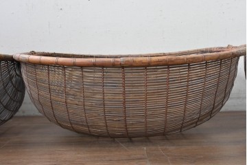 アジアンヴィンテージ　特大サイズの籠3点セット　(R-088222)