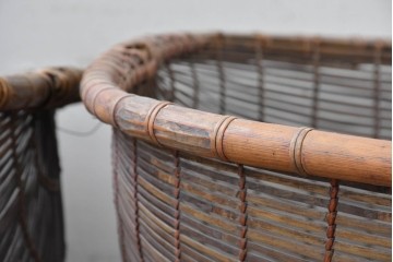 アジアンヴィンテージ　特大サイズの籠3点セット　(R-088222)