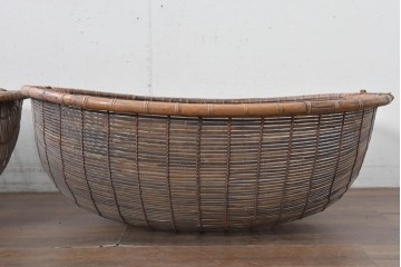 アジアンヴィンテージ　特大サイズの籠3点セット　(R-088222)