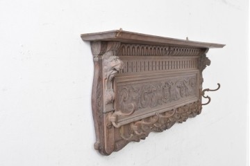 オランダアンティーク　大振りサイズ　美しい彫刻のウォールハンガーフック　(R-088224)